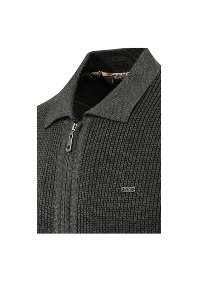 Çizgi Triko Erkek Polo Yaka Astarlı Triko Mont Fermuarlı 5208p Bgl-st05019 Antrasit