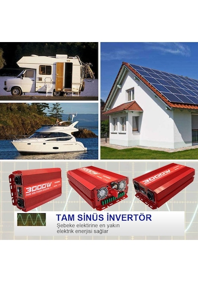 Kobb Kbn3000 12V-220V 3000Watt Tam Sinüs Dönüştürücü İnvertör