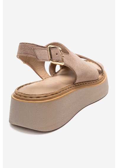 Luvishoes Vıen Bej Süet Hakiki Deri Kadın Sandalet Bej