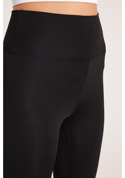 Tudors Kadın Slim Fit Dar Kesim Scuba Kumaş Beli Lastikli Siyah Tayt-40372 siyah