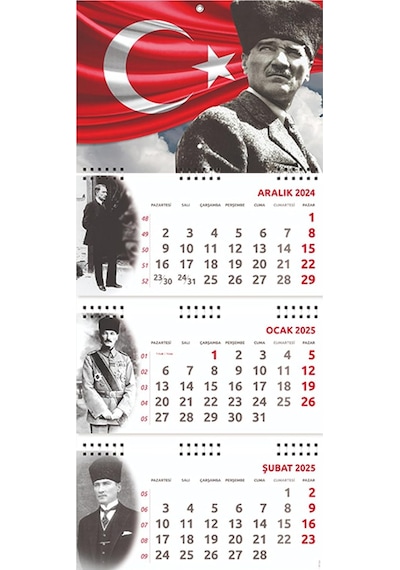 2025 Atatu Rk Gemici Duvar Takvimi - Ayyıldız