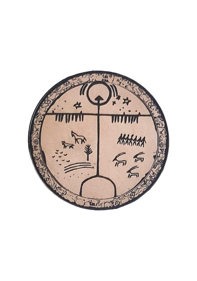 Tengri Gök Tanrı - Deri Peç - Arma - Türk Mitolojisi - Leather Patch Bej
