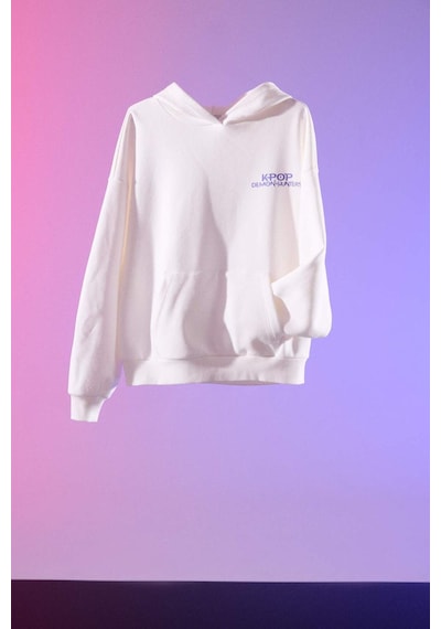 Defacto Kpop - Demon Hunters Oversıze Kapüşonlu Sweatshirt H0258ax26sper103 Ekru-er103