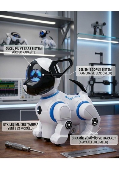 Kumandalı Müzikli, Işıklı, Ses Komutlu, Dans Eden, Hikaye Anlatan Akıllı Robot Oyuncak Köpek
