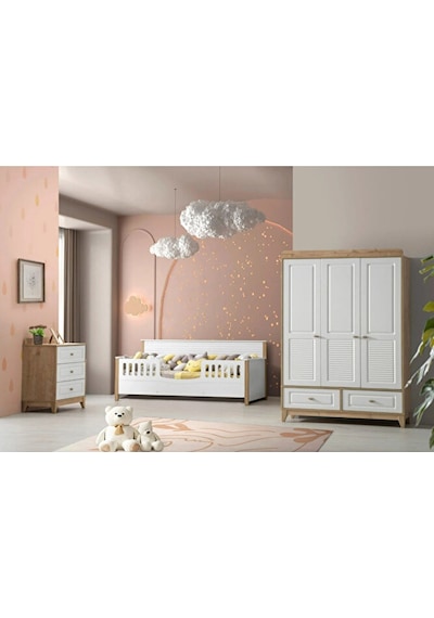 Aymini Milano Yavrusuz Bebek Odası Takımı Ahşap - Beyaz Aymini Milano Yavrusuz Bebek Odası Takımı Ahşap - Beyaz