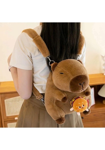 Capybara Peluş Çanta Sevimli Yumuşak Sırt Çantası 30cm