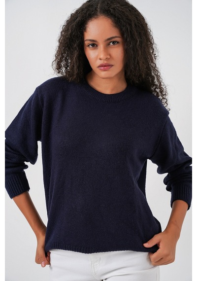 Bigdart 15895 Kadın Oversize Triko Kazak - K. Lacivert