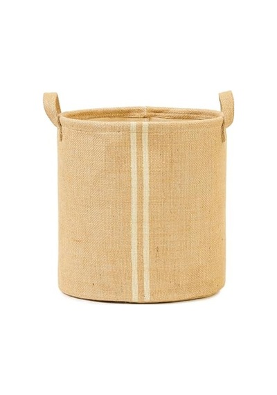 Çizgili Jüt Sepet, 20 Cm X 20 Cm Boyutlarında, Şık Depolama Çözümü Aahşap