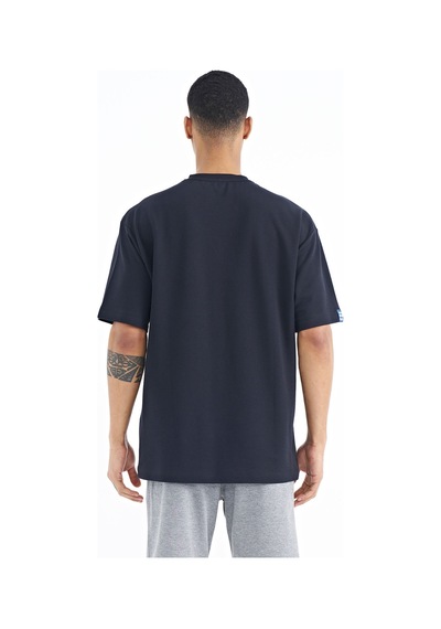 Tommylife Tommy Life Lacivert Kol Arma Detaylı Basic Oversize Erkek T-shirt - 88193 Lacivert