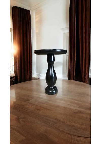 Doğal Ahşap Siyah Mantar Sehpa Tekli Yan Sehpa Modeli - Handmade Wooden Side Table Siyah