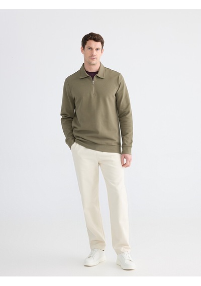 Lcwaıkıkı Classic Yeşil Polo Yaka Erkek Sweatshirt
