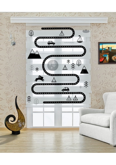 Perdeoutlet38 Enxboy Yol Dijital Baskılı Zebra Perde-cocuk Odası-stor Perde Renkli