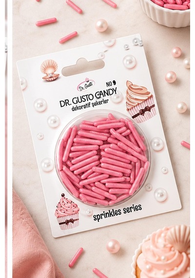 Dr. Gusto Pembe Çubuk Spagetti Şekilli Pasta Süsleme Şekeri