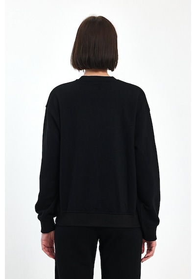 Odda Bisiklet Yaka İnce Sweatshirt Siyah