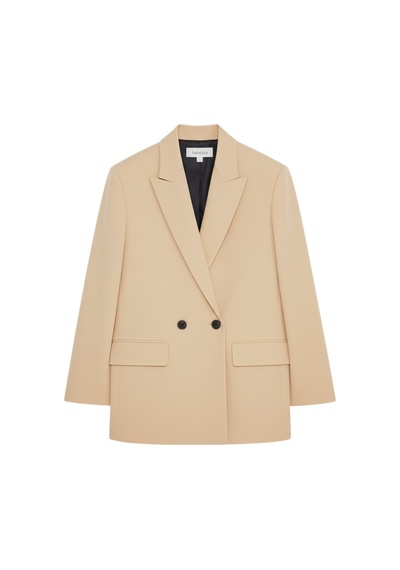 Hanezza Çift Düğmeli Blazer Ceket Plus Size Krem - 789093682 Krem