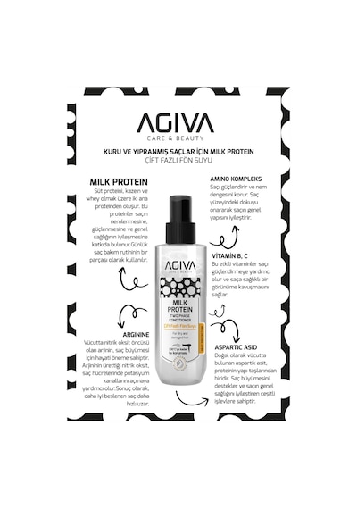 Agiva Care & Beauty Milk Protein Onarıcı, Besleyici Ve Isı Koruyucu Çift Fazlı Fön Suyu - 250 Ml
