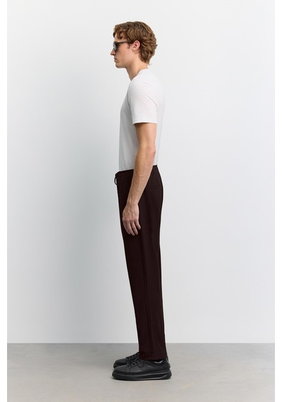 Avva Erkek Kahverengi Beli Lastikli Bağcıklı Kolay Ütülenen Relaxed Fit Jogger Pantolon A62y3041 Kahve