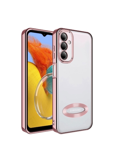 Zore Galaxy Uyumlu M14 Kılıf Kamera Korumalı Logo Gösteren Omega Kapak - Rose Gold Rose Gold