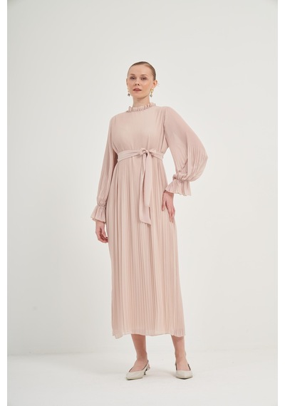 FTZ Women Ftz Plise Şifon Elbise Beige 31019 Beige