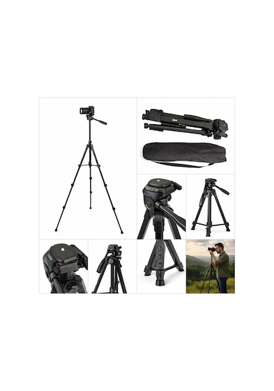 Ayex Lt-450 Tripod 160cm Yükseklik, 5kg Taşıma Kapasiteli, 1380g, Alüminyum + Abs, Taşıma Çantalı