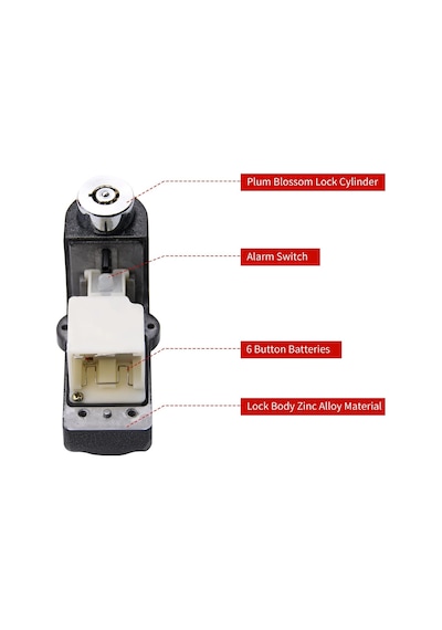 Alarm Disk Kilidi Seti, Fren Kilidi, Hırsızlığa Karşı Su Geçirmez 110 Db 7 Mm Pin 1,5 M Hatırla Standart