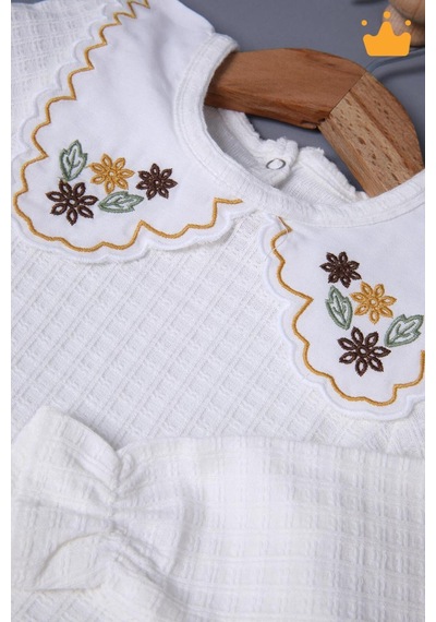Babyhola 1-3 Yaş Kız Bebek Çocuk Çıtçıtlı Badi Pantolon Şık Alt Üst 2'li Takım Bayramlık 2327 Turuncu