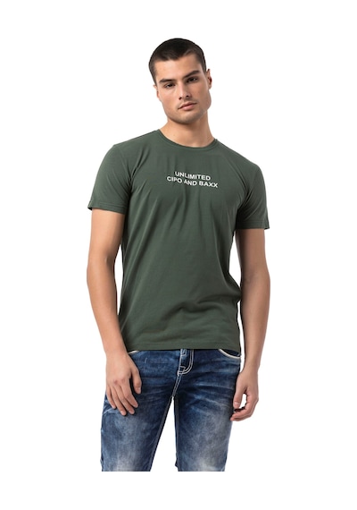 Cipo & Baxx Erkek Regular Fit Baskılı Pamuklu T-shirt Ct827 Green