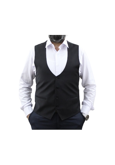 Mentor Regalo Erkek Yelek U Yaka Cepken Siyah 50161