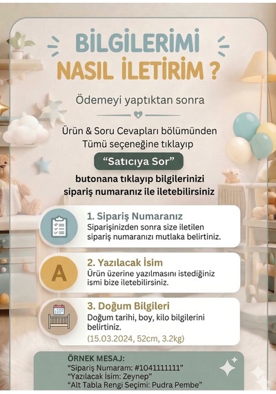 Kişiye Özel İsimli Bebek Odası Dekorasyonu - Yenidoğan Doğum Bilgili Hediyelik Künye Açık Mavi