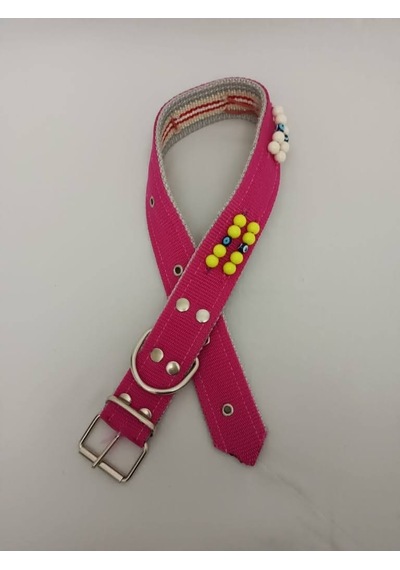 Kozaklı 10471 Süslü Boncuklu El İşlemeli Köpek Tasması Pembe 70 x 4 CM Pembe