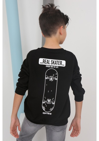 Toontoy Kids Toontoy Erkek Çocuk Baskılı Sweatshirt Siyah