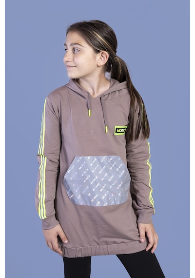 Toontoy Kız Çocuk Kanguru Cepli Reflektör Detaylı Sweatshirt Kahverengi