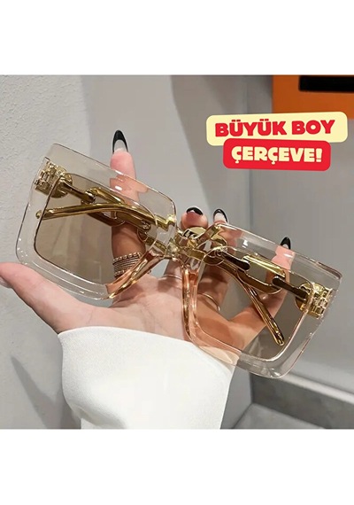 Onomo Kadın Büyük Boy Kare Moda Gözlüğü Kahverengi Renk Kahverengi