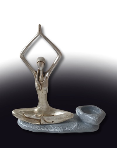 Yogacı Kız Polyester Çubuk Tütsülük Ve Tealight Mumluk Gümüş 0