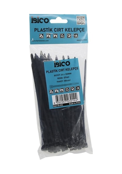 Siyah 3.6x150mm Plastik Cırt Kelepçe 100pcs Go-53-vice 03861