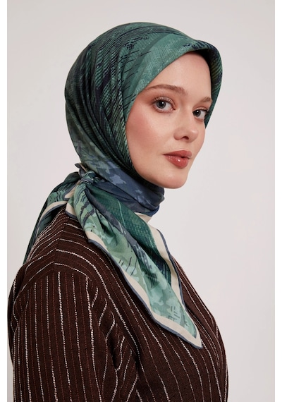 Levidor Royal Eşarp Batik Desen Petrol Mavi Petrol Mavi