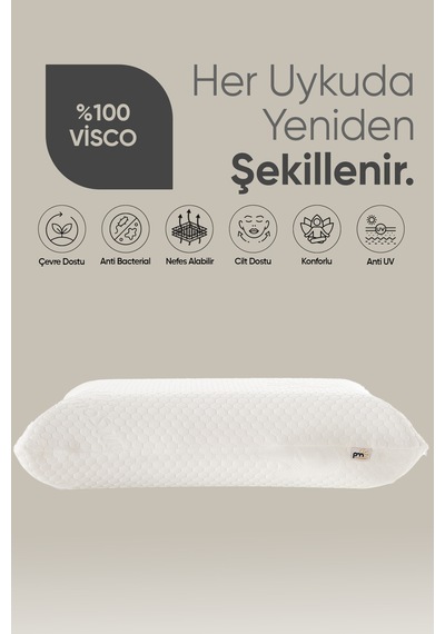Akıllı Isı Hafızalı Tombul Visko Yastık - Ortopedik Termal Isı Dengeleyici Termoswıtch Lüx Yastık Beyaz