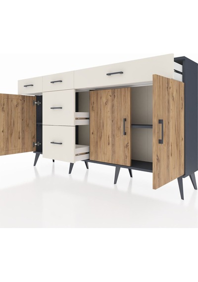 Arges Konsol 2 Raflı 5 Çekmeceli 3 Kapaklı 176x30x99 Antrasit-çam/aytaşı Atlas Çam/aytası - Antrasıt Arges Konsol 2 Raflı 5 Çekmeceli 3 Kapaklı 176x30x99 Antrasit-çam/aytaşı Atlas Çam/aytası - Antrasıt