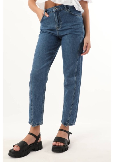 Kadın Yüksek Bel Jean Pantolon Mavi 001