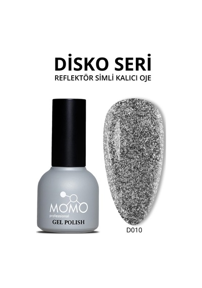 Momo Professional Disco Kalıcı Oje D010 Siyah Reflective Flash Gel Polish 10 Ml