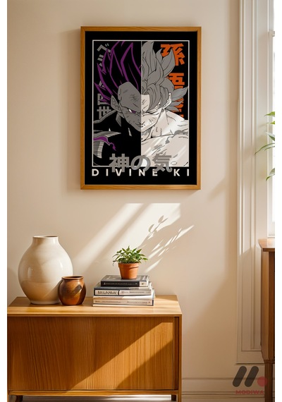 Dragon Ball Divine Ki Poster, Ahşap Çerçeveli Duvar Tablosu - Anime Severlere Özel Hediye