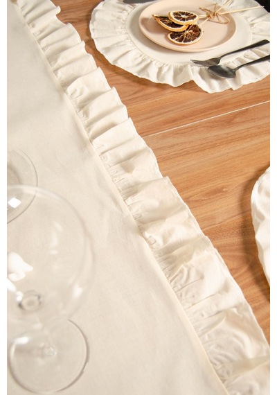 Keten 2 Adet Fırfırlı Runner 40 X 110 Cm - Ztrunner2