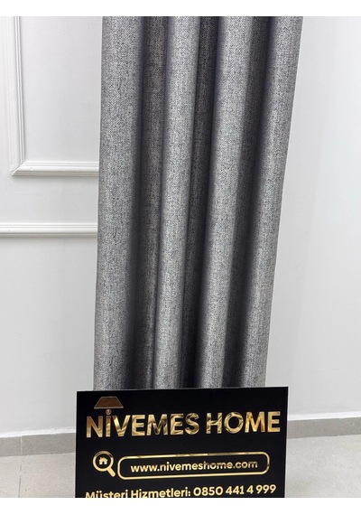 Nivemeshome Nevra V-5209 Gri 1/3 Sık Pileli Fon Perde Apm Gri
