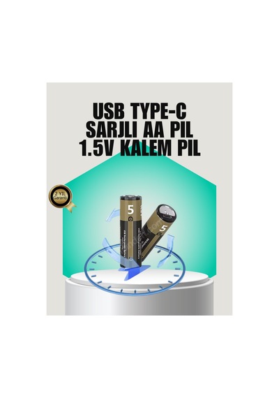 1.5v Aa Şarjlı Lityum Pil 1000+ Kez Şarj Edilebilir Hızlı Type-c Şarj 2 Adet Diğer