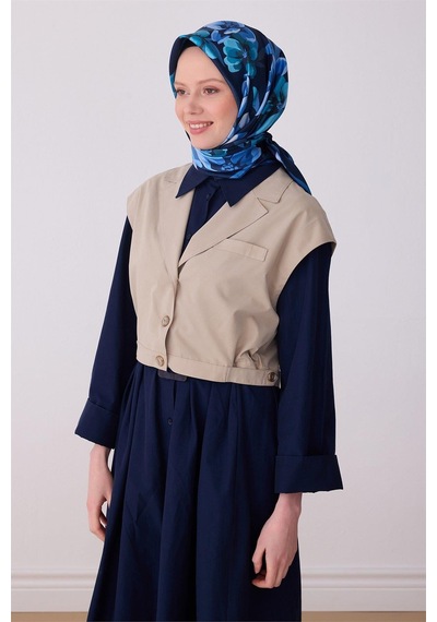 Belli İpek Eşarp - 4330-80 Lacivert Twill