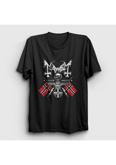 Presmono Unisex Norway Mayhem T-shirt Siyah