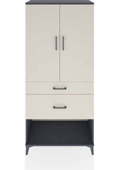 Hyperion Dolap Tek Raflı 2 Çekmeceli Tek Askılı 88x44x195 Ant... Antrasit