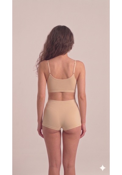 Westicgiyim İnce Askılı Dikişsiz Büstiyer Kadın Seamless Crop Top Esnek, Rahat, Günlük Kullanım Bej