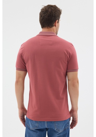 İmza Pembe Polo Yaka Pike Kısa Kol Slim Fit %100 Pamuk Tişört 1011260171 Gülkurusu