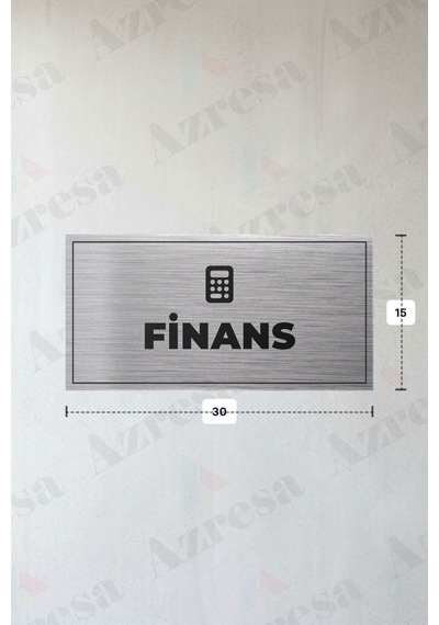 Fınans Yazılı - Metal - Gümüş Renk - Kapı İsimliği - 30x15 Cm